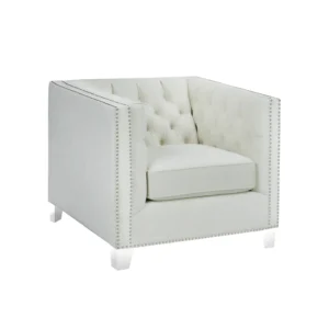 Tufted Ivory Velvet Single Sofa