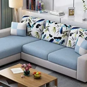 L shape modern fabric sofa set navyblue-grey