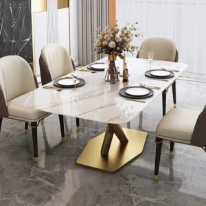 Sleek Italian Marble Top Dining Table